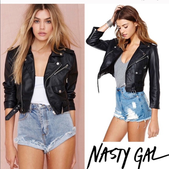 Nasty Gal Jackets & Blazers - Nasty Gal Cropped Vegan Leather Moto Jacket
